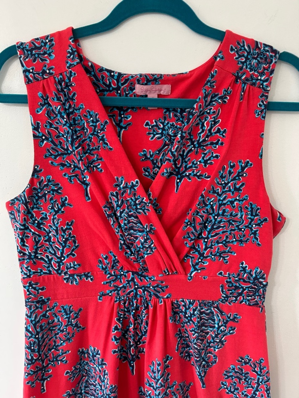 Lilly Pulitzer Coral Reef Dress Women’s M Seahorse Red Sleeveless V-Neck - Picture 14 of 14